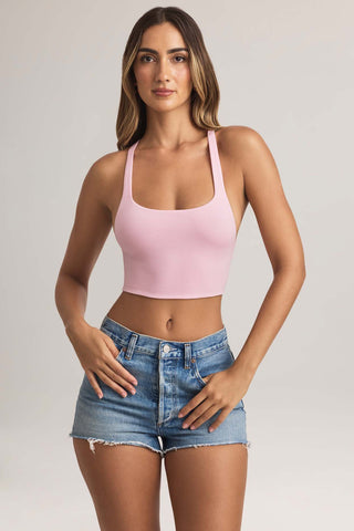 Open Back Tank Top with Crossover Straps