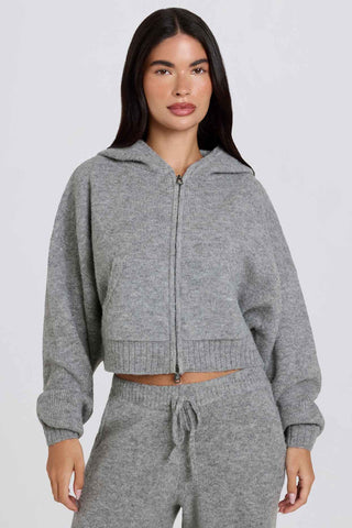 Cropped Knit Hoodie