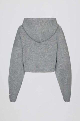 Cropped Knit Hoodie