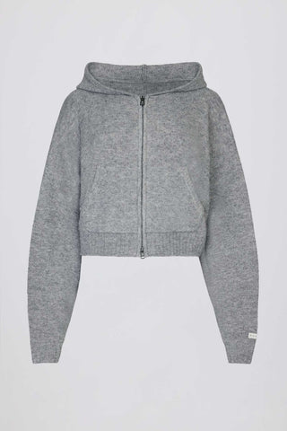 Cropped Knit Hoodie