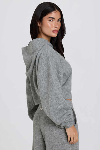 Cropped Knit Hoodie