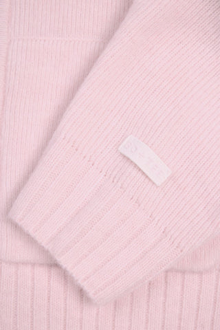 Soft Pink Cropped Knit Hoodie